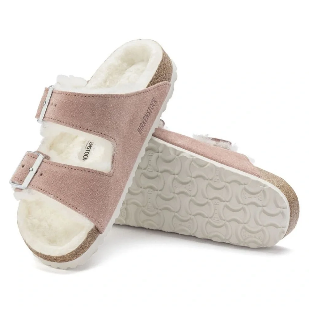 Birkenstock NEW Arizona Shearling Suede in Pink Clay/Natural Size US 8 / EU 39 - Picture 3 of 8